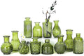 Mini Bud Vases Centerpieces for Tables,Clear Bud Vases for Flowers,Small Flower Vases Suitable for Birthday Party,Anniversary,Wedding Reception,Baby Shower (Green, 12PCS)