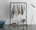 Black Iron Garment Rack,Industrial Pipe Clothing Rack,Vintage Commercial Grade Clothing Hanging Organizer for Garment Storage Display