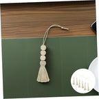 BESPORTBLE 6pcs Wood Bead Garland Ornaments Farmhouse Beads with Tassel Hanging Decoration for Closet Handle Door Handle