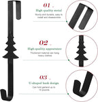 15 inches Christmas Decorative Wreath Hangers for Front Door;Over the Door Hooks (Black, Christmas Tree)