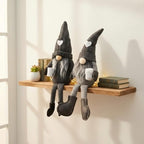 2Pcs Coffee Gnomes Plush Doll - Swedish Tomte Elf Dwarf Figurines, Scandinavian Collectible Gnome Decor, Dangle Leg Shelf Sitters for Home Kitchen Bar Farmhouse Decoration, Coffee Lover Gifts