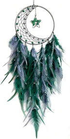 Crystal Dream Catcher,Large Dream Catcher for Adult,Green Boho Dream Catcher Wall Decor with Gemstone Hanging Ornament Girls Dorm Room Decor Festival Gift