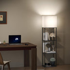 SUNMORY Large Size Floor Lamp with Shelves, 4-Tier Modern Standing Lamp with 3 Color Temperature Bulb, Tall Floor Lamp with Shelf, Corner Display Bookshelf Lamps for Living Room, Bedroom, Office