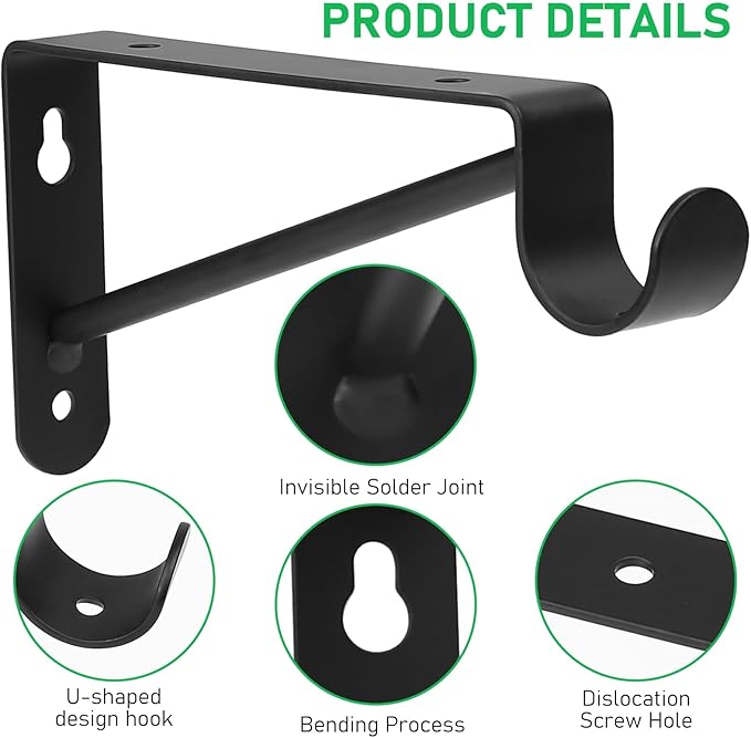 Small Shelf and Rod Brackets, 4 Pcs Closet Shelf & Rod Brackets Wall Mounted 5.9 inches, Heavy Duty Closet Shelf Bracket with Rod Holder, Closets Shelves Support Bracket with Screws