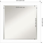 Amanti Art White Wall Mirror 23x23 Basic White Narrow Square Bathroom Mirror for Wall Decor Living Room, Medium Casual Wood Frame, Hangs Horizonally and Vertically, Bathroom Decor, Beveled Edge