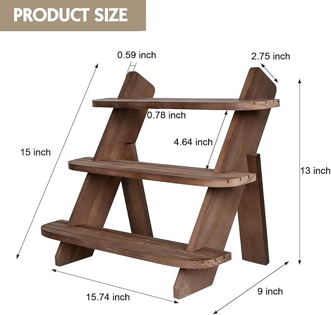 Wooden Display Stand, Tiered Cupcake Stand, 3 Tier Display Stand Riser, Rustic Risers Dessert Table Display Shelf Spice Rack Organizer Holder, Cologne Stand Perfume Organizer Stand