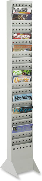 Safco Products 4322GR Steel Magazine Rack, 23 Pocket, Light Gray,65.5"x10"x4"