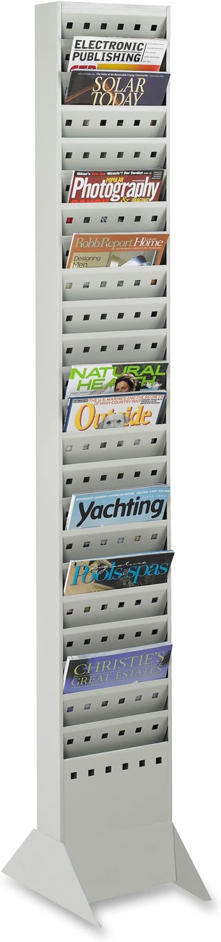 Safco Products 4322GR Steel Magazine Rack, 23 Pocket, Light Gray,65.5"x10"x4"