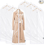 BALEINE 60'' Clear Garment Bags, 6 Packs PEVA Dress Bag for Closet Clothes Dresses Suit Coats Storage (Clear, 6PK)