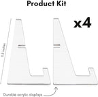 Americanflat Acrylic Easel Stand - 4" Tabletop Easel and Plate Stand - Set of 4 - Lightweight Display Holders for Photos, Cards, Frames, Books, Magazines, Albums - Home or Office Decor