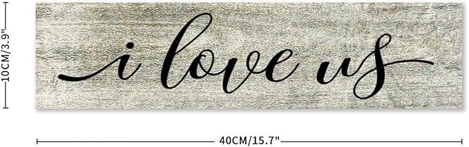 Rustic Wood Sign I Love Us Inspirational Quote Distressed Look Decorative Wooden Sign Vintage Wall Hanging Art Plaque Wall Decoration Home Decor for Farmhouse Room Door Porch Family Sign
