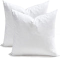 Feather Down Throw Pillow Inserts 18 x 18, Set of 2, 100% Organic Cotton Shell, Soft Decorative Square Pillows Insert for Living Room Sofa, Couch, or Bed (White)