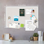 Linen Bulletin Board,Pin Boards for Walls,Fabric Bulletin Board,White Wood Frame Beige Linen,23.6"x35.4",Large Pin Board for Office,Home Kitchen, Vision Cork Board (WH-6090)