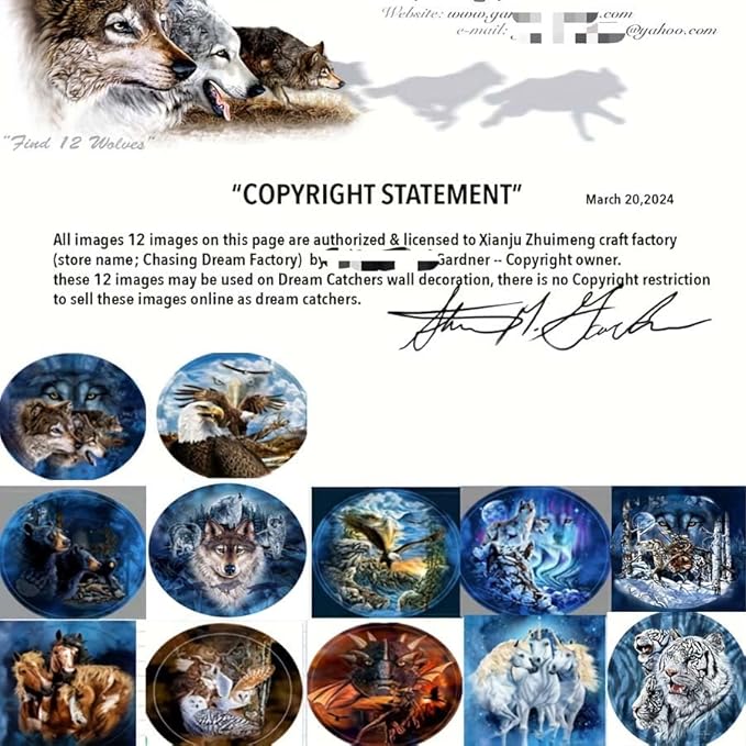 Remorelt Wolf Eagle Bear Dream Catcher Bedroom Wall Decor, Christmas Home Decoration, Room Accessory, White Moon Feather Decoration - Unique Home Craft Wall Pendant (DC06 Frame Set 2)