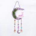 Fairy Purple Forest Deer Crystals Dream Catchers Christmas Gemstone Sun Catcher with Star&Flowers Ornament Handmade Dreamcatcher Wall Decor for Adults Boys Girls Bedroom Wedding Garden Bless Gift