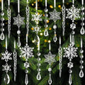 Christmas Tree Decorations 18Pcs(Ready to Hang), Acrylic Crystal Ornaments for Christmas Tree- Hanging Christmas Snowflake Decorations for Xmas Decor, Weddings, Frozen Birthday Parties