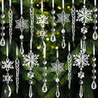 Christmas Tree Decorations 18Pcs(Ready to Hang), Acrylic Crystal Ornaments for Christmas Tree- Hanging Christmas Snowflake Decorations for Xmas Decor, Weddings, Frozen Birthday Parties
