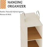 VERONLY Hanging Closet Shelf Shoe Organizer Set of 2 with Woven Bamboo Shelves,11.5 x 31.5 x 5.5 in, 6-Tier Design for Space-Saving Storage,Beige