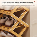 Bamboo Shoe Rack Organizer, 2-10 Tiers, Natural or Tea Color, No-Tool Assembly, Foldable Storage Shelf (No Installation 10 Layer 30-Brown)
