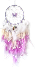 Purple Dream Catcher Wall Decor Feather Dream Catchers with Crystal Tree of Life Pendant Handmade Dreamcatcher Wall Hanging Ornament for Bedroom Living Room Home Decor