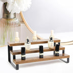 BYCY Wooden Display Risers, 3-Tier Display Stand for Home Decor and Organize, Tiered Countertop Display Shelf for Figures , Makeup,Cupcake , Condiment and Dolls Collection (3 Tier-2.2in)