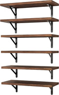 YGEOMER 16.5 Inch Floating Shelves for Wall, Farmhouse Wall Shelves for Bedroom, Bathroom Storage, Living Room and Kitchen Decor (Set of 6 Dark Carbonized Pine)