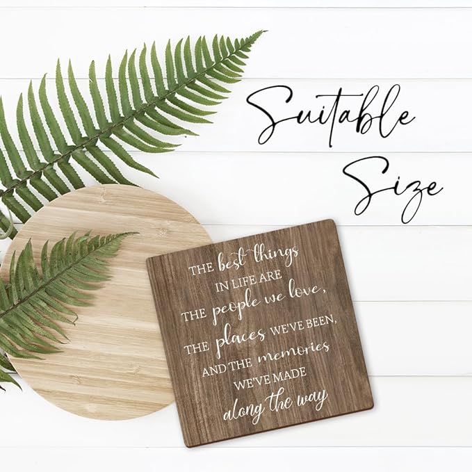 5” Motivational Wooden Sign With Metal Support - The Best Things In Life Are The People We Love - Rustic Farmhouse Decor For Kitchen Living Room Bedroom Desk Shelf Decor Inspirational Gifts For Family & Friends - A19