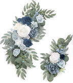 CDQL 2Pcs Wedding Welcome Sign Floral Decoration,Artificial Flower Swag Wedding Arch Decor, Wedding Flower Swag for Wedding Ceremony and Reception Arrangement (Light Blue)