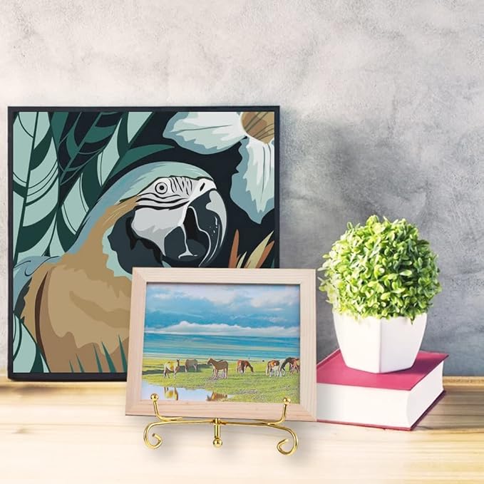 10 Pcs 4 Inch Metal Golden Display Stand, Metal Plate Stands Picture Stands for Display, Picture Holder Stand, Frame Stand