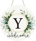 Monogram Letter Y Wreaths for Front Door Wreath Wooden Welcome Sign for Front Door Decor Floral Family Last Name Initial House Warming Spring Summer Porch Rustic Wall Home Kitchen Boho Decorations
