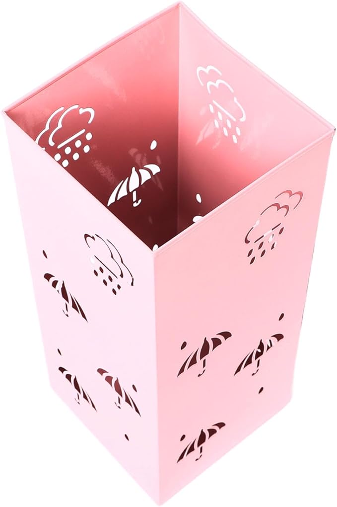 GLOGLOW Nan Metal Umbrella Stand, Carbon Steel, Stylish and Durable Umbrella Holder Bin for Entryway, Home, Office Spaces with 42x16x16cm Ornament (Pink)