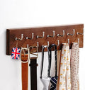 Treehouse Belt Organizer Rack, Holds Over 28 Large Belts, Sturdy Metal & Sturdy Wood Storage Holder for Closet, Versatile, Wall Mounted Belt & Tie Display Hanger for Bedroom - (Walnut) 4.25''Hx16''L