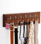 Treehouse Belt Organizer Rack, Holds Over 28 Large Belts, Sturdy Metal & Sturdy Wood Storage Holder for Closet, Versatile, Wall Mounted Belt & Tie Display Hanger for Bedroom - (Walnut) 4.25''Hx16''L
