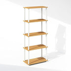 Furinno Turn-N-Tube Book Shelf, 5-Tier Bookshelf, Bookcase with Multipurpose Compact Display Rack, 11.6 x 23.6 x 57.4, for Living Room, Bedroom, Home Office, Beech/White