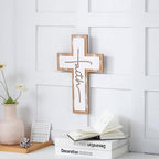 TRENDIN Rustic Wood Cross Wall Decor, Wooden Cross with Faith Cutout, Vintage Farmhouse Christian Home Decor for Living Room, Entryway, Bedroom, Religious Inspirational Gifts