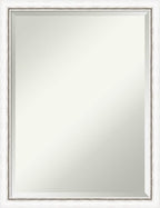 Amanti Art White Wall Mirror 26x20 Morgan White Silver Rectangle Bathroom Mirror for Wall Decor Living Room, Medium Modern Wood Frame, Hangs Horizonally and Vertically, Bathroom Decor, Beveled Edge