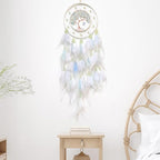 White Dream Catcher Wall Decor Crystal Tree of Life Dream Catchers with Luminous Bead Handmade Feather Dreamcatcher Wall Hanging Ornament for Bedroom Living Room Home Decor