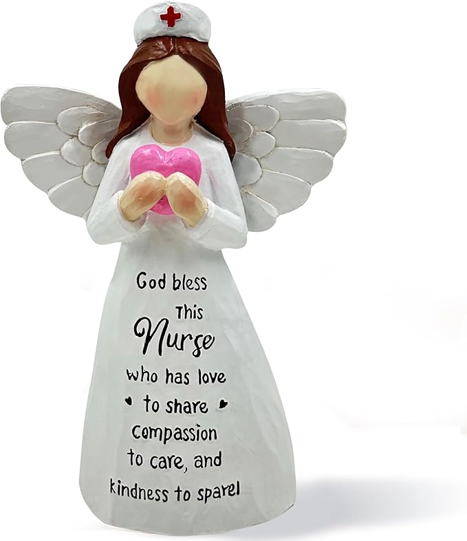 Nurses Gifts - Hand-Painted Nurse Angle Figurine for Women, Nurse Practitioner, RN, Healthcare Workers - Graduation and Medical Graduates Resin Doll - 5.9 Inches Decor for Christmas