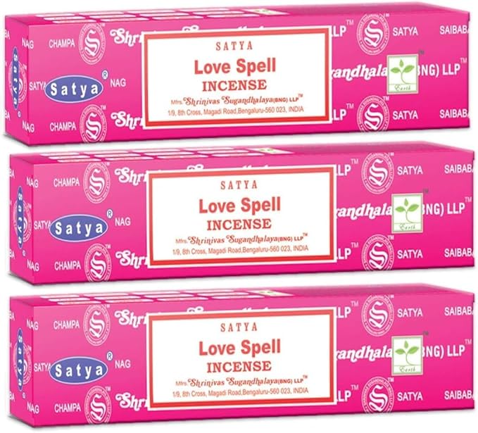3 Packs Original Satya Sai Baba Nag Champa Incense Sticks Joss Insence - Insense 15g x 3 Box NagChampa Agarbatti (Love Spell)