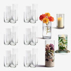 Royal Imports Glass Cylinder Vases for Centerpieces – Set of 24 Clear Hurricane Vases for Wedding, Table Decor, Floating, Flowers, Candle Holders, Extra Tall Clear Vase Set, 6” / 8” / 9” / 11”