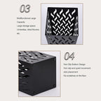 Umbrella Organizer, Multifunctional Umbrella Holder, Hollow Pattern Design Square Shape Umbrella Stand Rack, Metal Umbrella Basket Holder Stand for Home Hotel (Black)