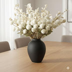 SilkSerenade Large Black Matte Flower Vase for Bedroom Kitchen Living Room Table, Contemporary Farmhouse Decorative Ella Flowers Iron Vases, Rustic Tall Earthy Wabi Sabi Modern Centerpieces Home Decor