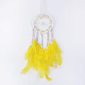 Pretty Jolly Crystal Stone Small Dream Catchers Yellow Feathers Mini Dreamcatchers with Beads for Cars Rear View Mirror Hanging Decoration Good Luck Travel Charm Bedroom Ornaments for Women Girls