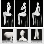 BMLCGJ Thinker Statue Gold Decor Abstract Art Sculpture, Golden Resin Collectible Figurines for Home Living Room Office Shelf Decoration,Great Gifts Ideas (Sitting Posture-White)