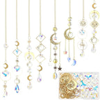 SUNNYCLUE 1 Box DIY 8 Sets Sun Catchers Kit Moon Suncatchers Gold Star Crescent Hanging Prism Suncatcher with Crystal Rainbow Maker for Windows Indoor Outdoor Home Garden Party Wedding Decor Gifts