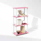 Furinno Turn-N-Tube Book Shelf, 4-Tier Bookshelf, Bookcase with Multipurpose Compact Display Rack, 11.6 x 23.6 x 43.2, for Living Room, Bedroom, Home Office, Pink/White