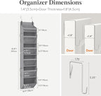 Lifewit 1 Pack Over the Door Organizer, Clear Window Hanging Storage with 4 Side Pockets, Anti Tilt 40 lbs Load Behind Door for Pantry, Nursery, Bathroom, Bedroom, Dorm, 6 Section, Light Gray
