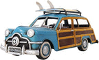 HomeRoots 6" Blue and Yellow Metal Hand Painted Decorative Car