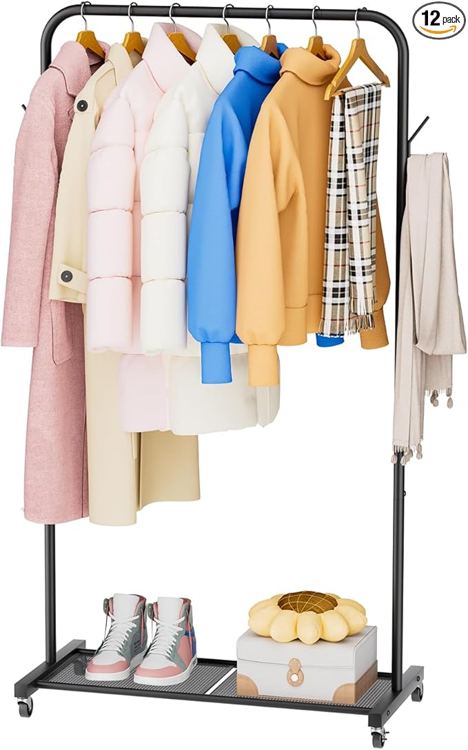 SINGAYE Clothes Rack Garment Coat ：Drying Clothing Racks Metal Freestanding for Hanging Clothes Portable Closet for Laundry Bedroom Black