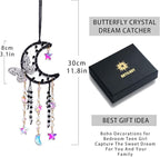 Artilady Dream Catcher for Girls - Butterfly Small Black Dream Catchers with Crystals Cute Room Decor for Teen Girls Boys Boho Bedroom Wall Home Decorations Birthday Christmas Women Gifts